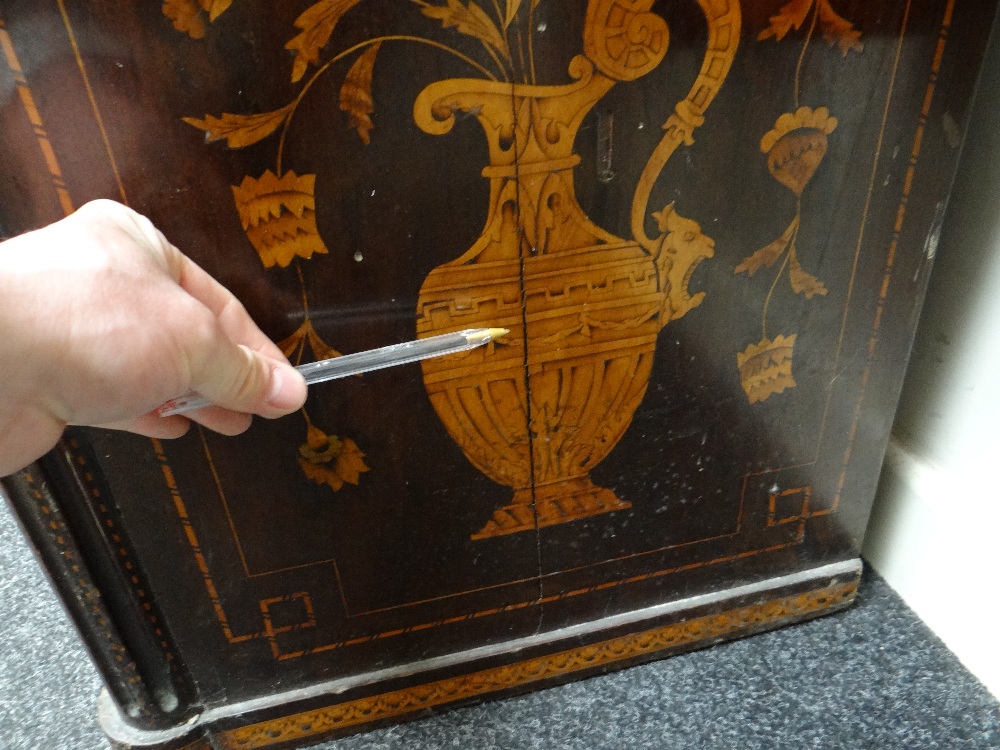 GOOD 19TH CENTURY DUTCH MARQUETRY WARDROBE stepped cornice above a single door with swivel mirror, - Image 12 of 22