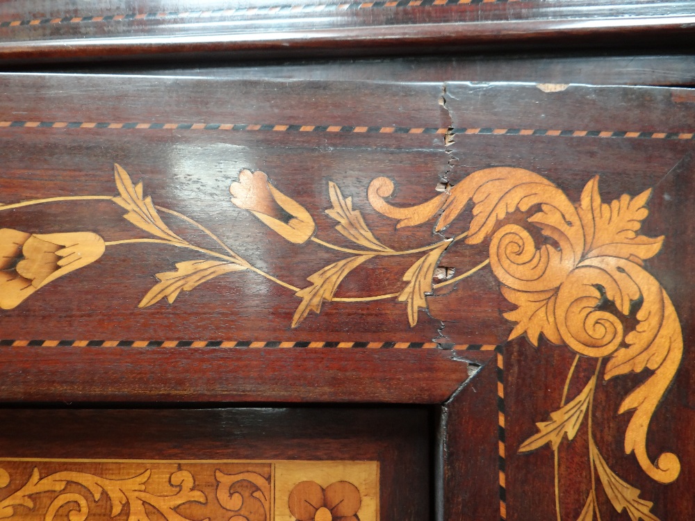 GOOD 19TH CENTURY DUTCH MARQUETRY WARDROBE stepped cornice above a single door with swivel mirror, - Image 7 of 22