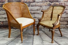 TWO 20TH CENTURY STAINED BEECH OCCASIONAL CHAIRS, with caned seats and sides (2)