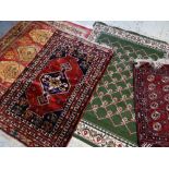 ASSORTED ORIENTAL RUGS, including small Caucasian medallion rug with multiple borders, 161 x 102cms;