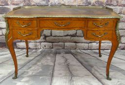 19TH CENTURY LOUIS XV STYLE KINGWOOD & GILT METAL MOUNTED BUREAU PLAT, with three quarter pierced