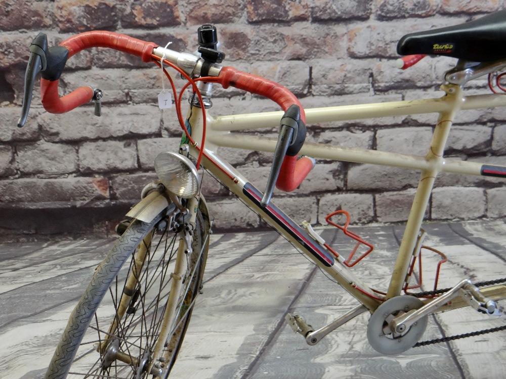 GEORGE LONGSTAFF TANDEM TRICYCLE, cream 21" and 19" frame with Shimano 3x6 speed gears, double front - Image 2 of 5