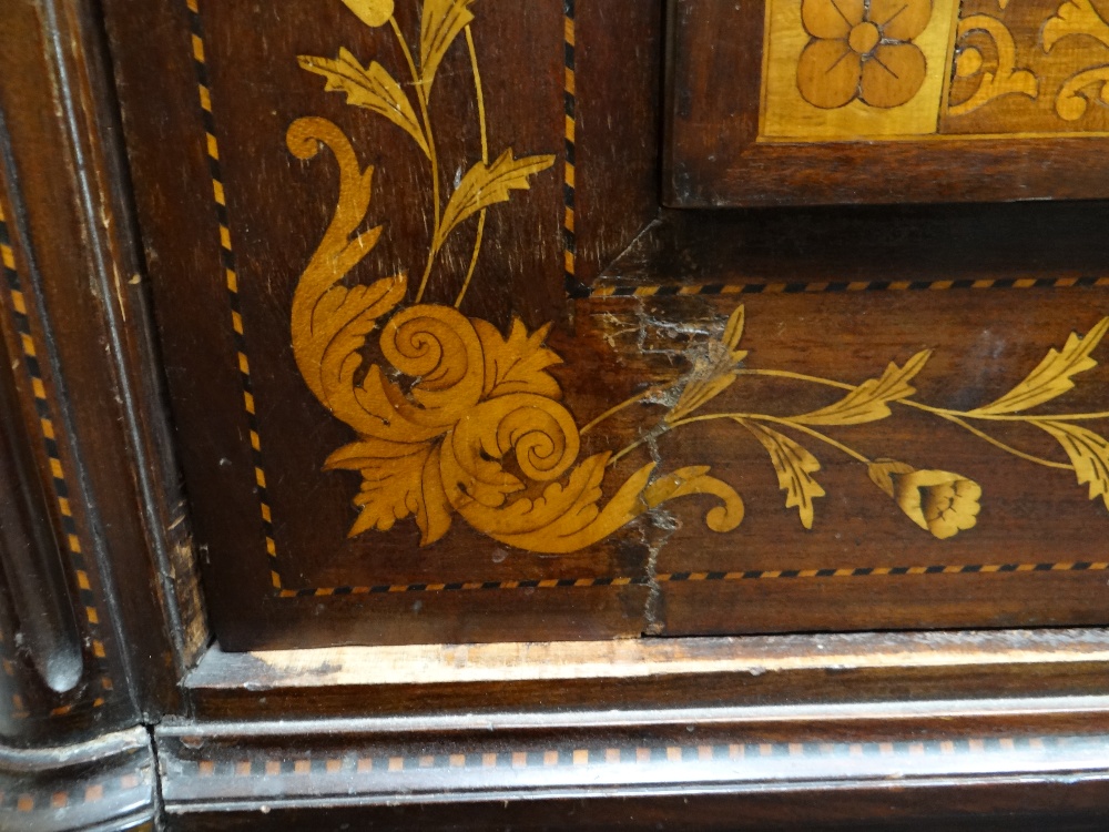 GOOD 19TH CENTURY DUTCH MARQUETRY WARDROBE stepped cornice above a single door with swivel mirror, - Image 8 of 22