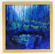 GLENN IBBITSON acrylic on canvas - 'Blue Willow Bridges', signed and dated 06, 29 x 29cms