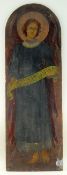 MANNER OF BURNE-JONES oil on panel - figure holding a banner 'The Lord is Loving Unto Every Man', 92