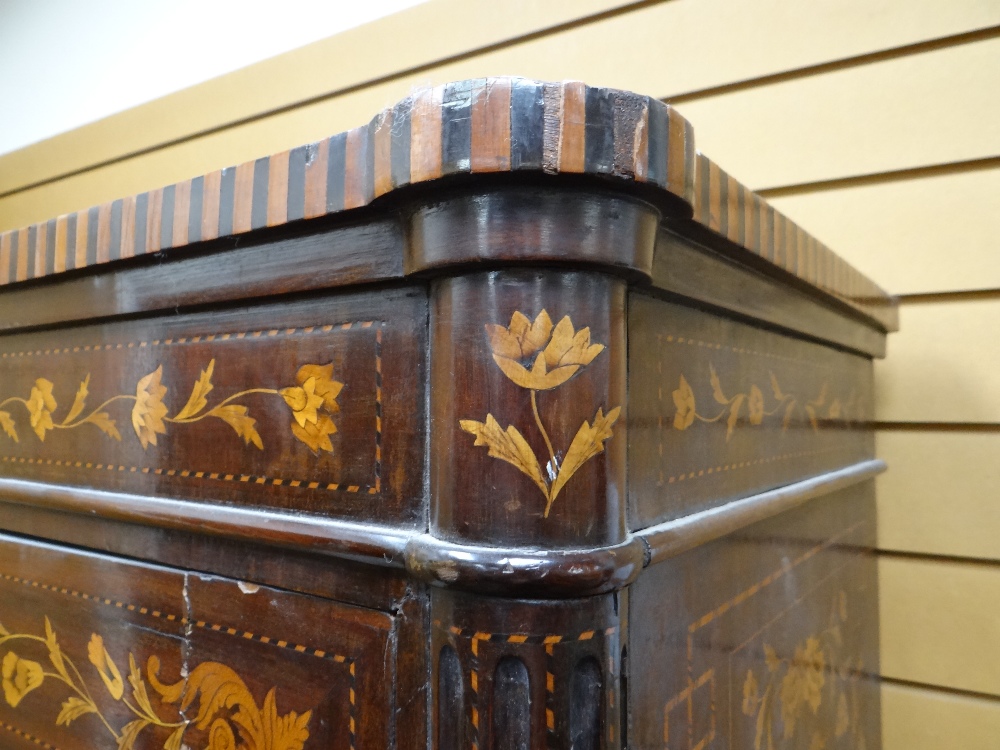 GOOD 19TH CENTURY DUTCH MARQUETRY WARDROBE stepped cornice above a single door with swivel mirror, - Image 9 of 22