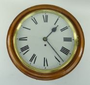 19TH CENTURY WALNUT DIAL CLOCK, single fusee movement, 11-inch Roman dial, 39cms diam. Condition