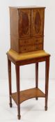 FINE GEORGE III SATINWOOD & TULIPWOOD CROSSBANDED CABINET ON STAND, c. 1790, the rectangular top