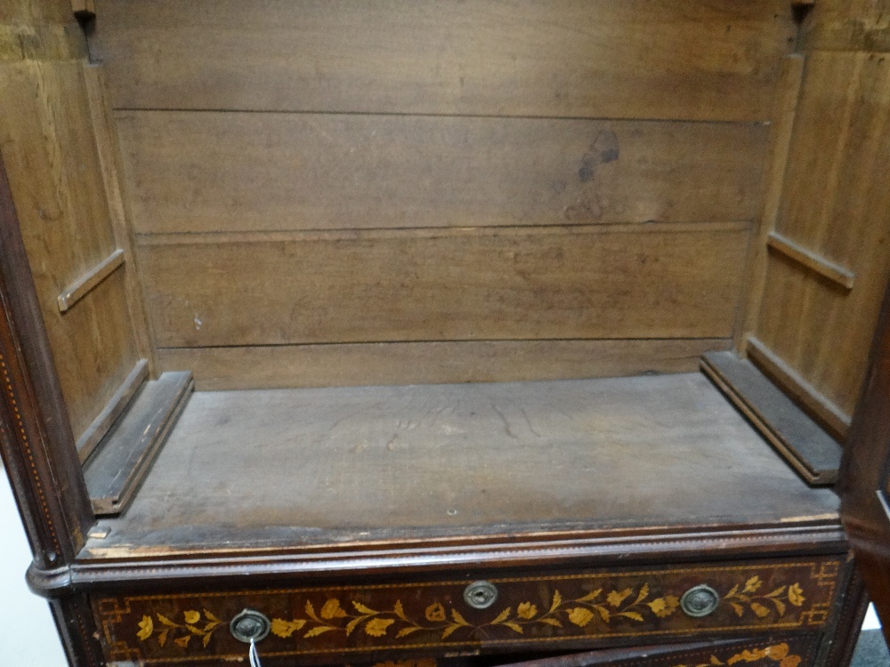 GOOD 19TH CENTURY DUTCH MARQUETRY WARDROBE stepped cornice above a single door with swivel mirror, - Image 20 of 22