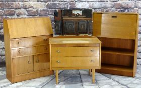 TWO MID-CENTURY ELM BUREAUX and MIRRORED DRESSING CHEST (3)