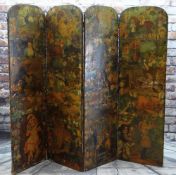 VICTORIAN SCRAPWORK FOUR-FOLD DRESSING SCREEN, decorated both sides with colour lithographed scraps,