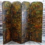 VICTORIAN SCRAPWORK FOUR-FOLD DRESSING SCREEN, decorated both sides with colour lithographed scraps,