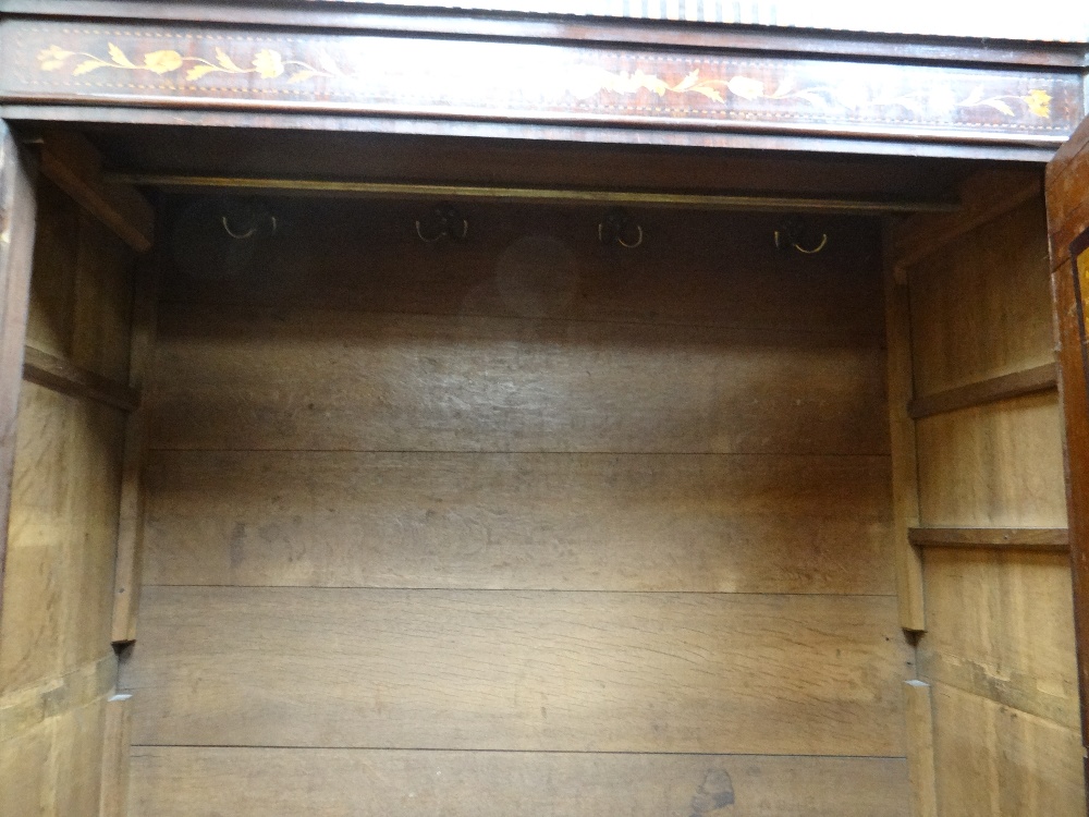 GOOD 19TH CENTURY DUTCH MARQUETRY WARDROBE stepped cornice above a single door with swivel mirror, - Image 21 of 22