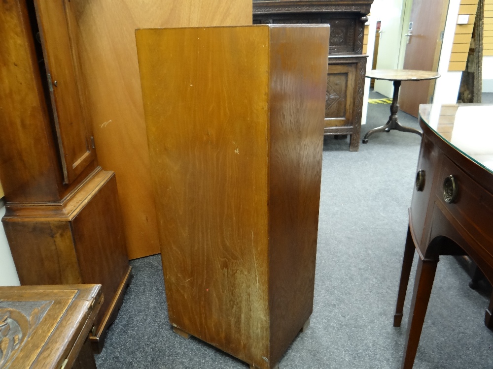 MID-CENTURY ELM TAMBOUR FRONT STATIONERY CABINET, fitted with 9 open faced drawers, key lock, 46.5 x - Image 8 of 14