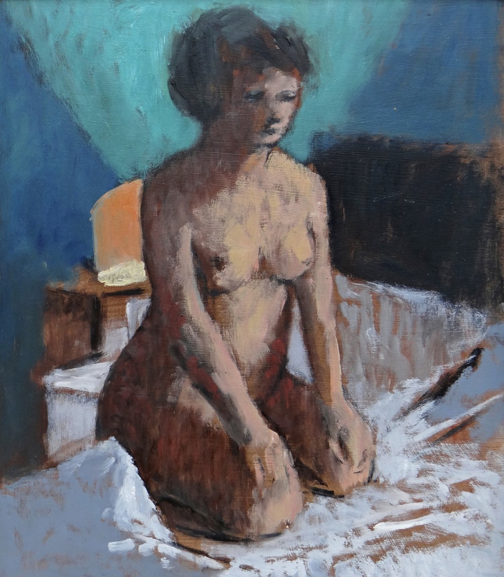 JOHN ELWYN oil on board - entitled 'Nude Study No.10', 29.5 x 24cms Provenance: private collection