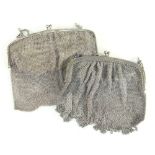 TWO SIMILAR SILVER MESH / CHAINMAIL PURSES with chains Condition Report: both appear in good overall