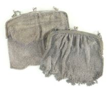 TWO SIMILAR SILVER MESH / CHAINMAIL PURSES with chains Condition Report: both appear in good overall