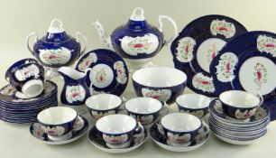 STAFFORDSHIRE GAUDY WELSH 'FEATHER' PATTERN CHINA TEA SERVICE FOR TWELVE, comprising teapot,