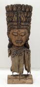 LARGE BALINESE CARVED WOOD SCULPTURE OF A DEITY, 140cms high