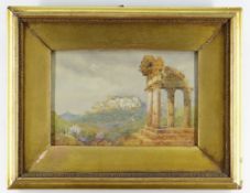 C. J. SPENCER watercolour - 'Girgenti', view of a temple at Girgenti, signed with monogram, titled