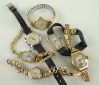 ASSORTED VINTAGE LADIES WRISTWATCHES comprising 2 x 9ct gold examples (20gms approx), further