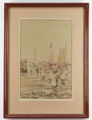 VICTOR NOBLE RAINBIRD watercolour - 'Lee Tide Etaples', titled, signed and dated 1933, 36 x 24cms