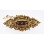 9CT GOLD DIAMOND SET LADIES BROOCH with safety chain, 6.2gms, in black jewellery box Condition