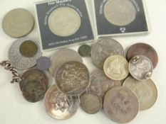 ASSORTED PREDOMINANTLY GB COINS comprising 1900 crown, 1894 South Africa 2 1/2 shilling on chain,