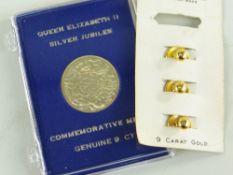 QUEEN ELIZABETH II 9CT GOLD SILVER JUBILEE COMMEMORATIVE MEDAL, 2.5gms, with certificat of