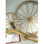 MACMILLAN'S VELOCIPEDE: modern unfinished full sized wood frame and wheels for a replica of the