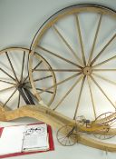 MACMILLAN'S VELOCIPEDE: modern unfinished full sized wood frame and wheels for a replica of the