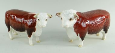 BESWICK 'CHAMPION OF CHAMPIONS' HEREFORD BULL and COW (2)