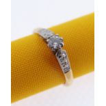 18CT GOLD & PLATINUM DIAMOND RING, the claw set single stone 0.1cts approx., ring size M / N, 2.