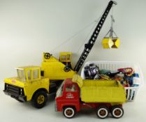 ASSORTED TOYS including Tonka metal crane truck and tipper truck similar, various diecast toys