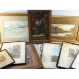 ASSORTED PICTURES & PRINTS including watercolours and engravings by Ardle, Reginald Green and a