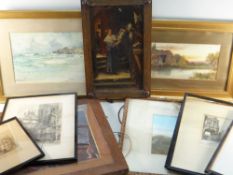 ASSORTED PICTURES & PRINTS including watercolours and engravings by Ardle, Reginald Green and a