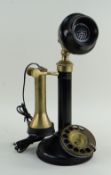 G.E.C. CANDLESTICK TELEPHONE, brass, black metal and bakelite, 32cm high Condition: adaptions/