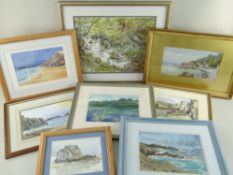 ASSORTED PICTURES comprising mainly watercolours including one coastal scene by DAVID BELLAMY (9)