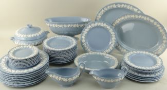 WEDGWOOD EMBOSSED QUEENS WARE POTTERY PART DINNER SERVICE, comprising tureen, oval comport, 2