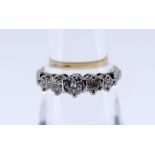 18CT GOLD FIVE STONE DIAMOND RING, the old European cut graduating stones totalling 0.4cts overall