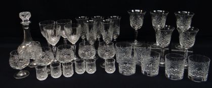 COLLECTION EDINBURGH CRYSTAL 'BALMORAL' PATTERN GLASSWARE, including glasses for wine, champagne,