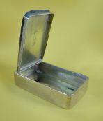 GEORGE III SILVER SNUFF BOX of rectangular form, the hinged lid engraved 'Burgels Toxteth Park