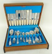 MIXED SILVER CANTEEN OF STEEL CUTLERY & SILVER FLATWARE including six tablespoons, six dessert