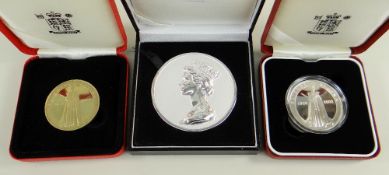 THREE COMMEMORATIVE MEDALS comprising silver 'The Machin Head' portrait medal, together with two