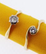 18CT GOLD ILLUSION SET DIAMOND RING, ring size K / L, 2.0gms, together with a yellow metal diamond