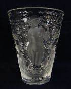 'ONDINES': A CRYSTAL LALIQUE GLASS VASE, designed in 1952, clear and frosted glass, decorated with a