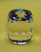 SWAROVSKI CRYSTAL 'REVOLUTION BARREL' PAPERWEIGHT, in Bermuda blue