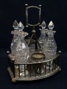 EDWARDIAN ELECTROPLATE CRUET STAND, Atkins Bros, in the style of Christopher Dresser, with five