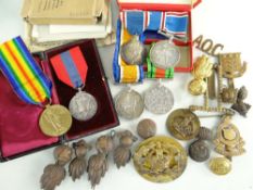 ASSORTED MEDALS & MILITARIA comprising British War Medal and Victory Medal engraved 'LIEUT D. D.