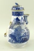 CHINESE BLUE & WHITE PORCELAIN COFFEE POT AND COVER, 18th/19th Century, pear shaped and painted with